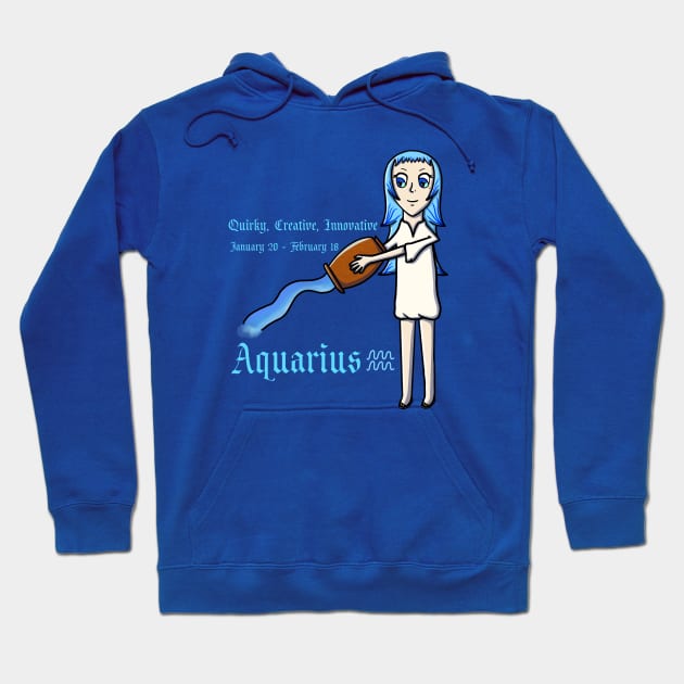 Aquarius Zodiac Sign Dates & Traits Hoodie by Pheona and Jozer Designs